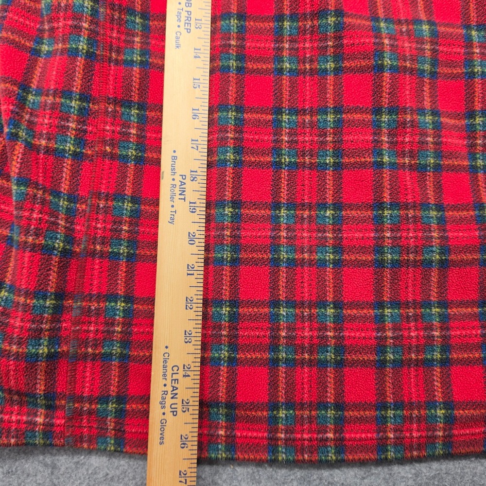 Lands End Mens Red Plaid Fleece Quarter Zip Pullover Sweater Large 14-16 - Picture 6 of 10